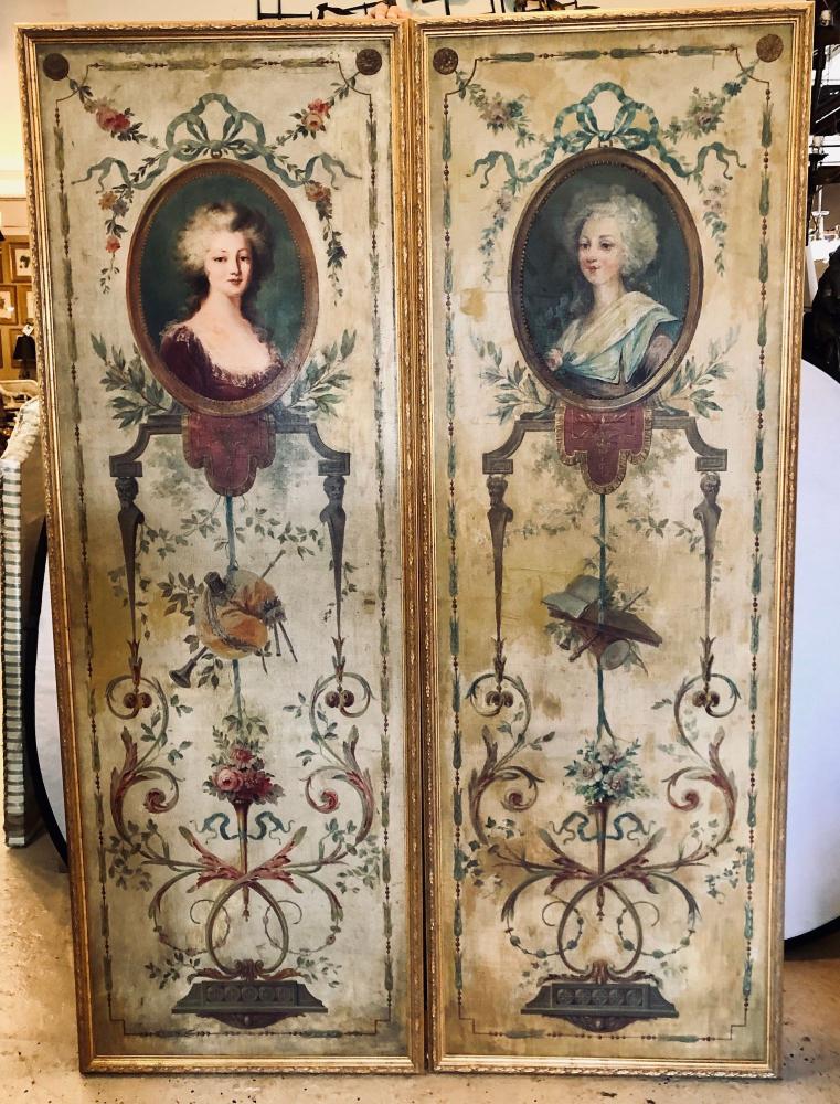 French 19th Century, Oil on Canvas, Wall Panels or Trumeau Paintings