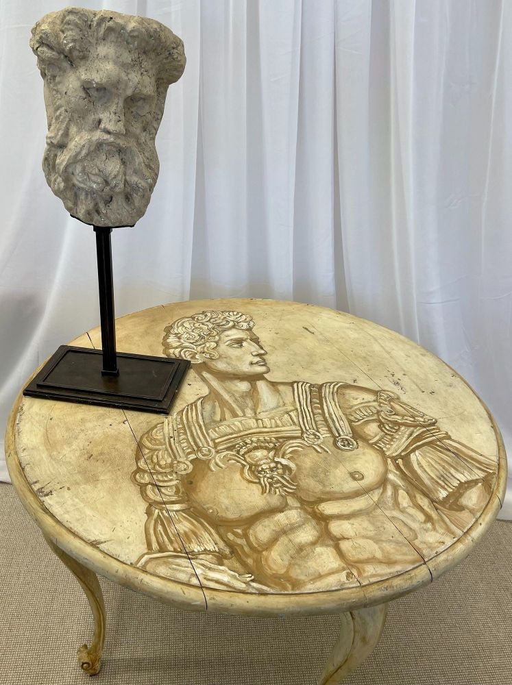 Mid Century Modern Hand Painted Italian Center Table, Fornasetti Style