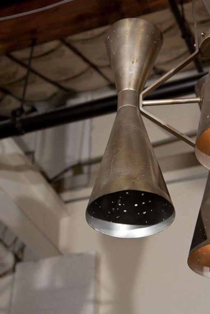 Pair of Art Deco Style Metal Fixtures One Chrome One Brass