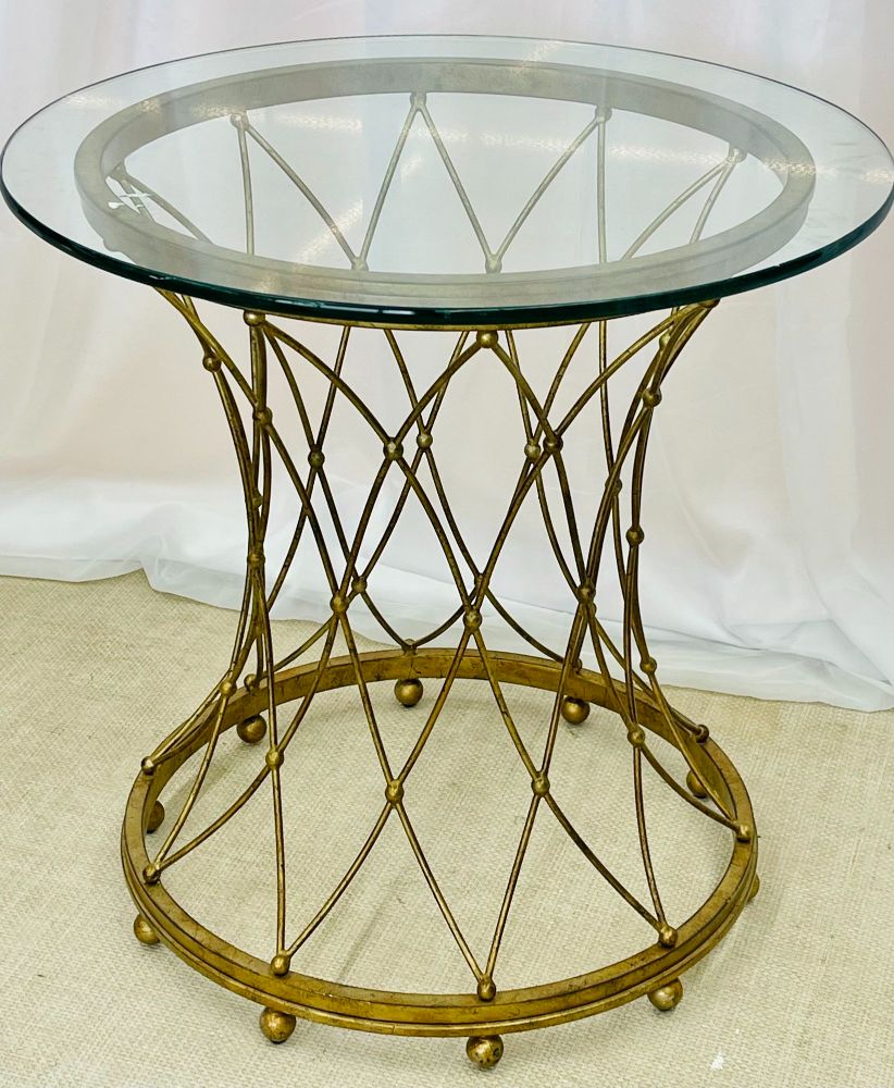 Neoclassical, Maison Jansen Style Round Gilt Metal Coffee Table, Side Table