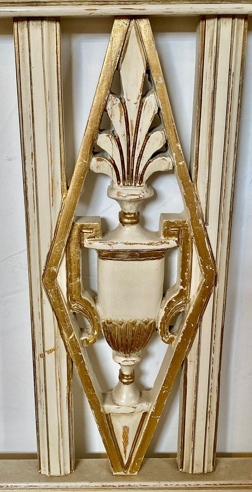 Hollywood Regency Headboard, Queen Size Bed, Gilt and Paint Decorated