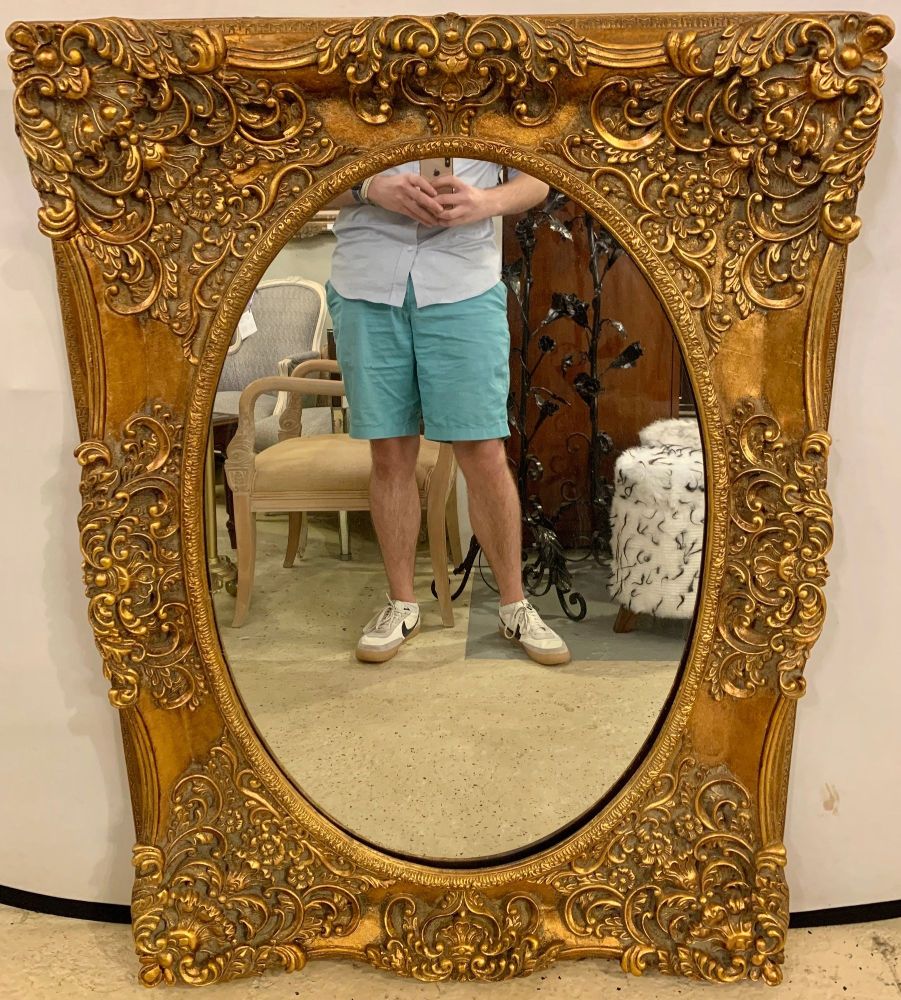 Pair of French Style Wall, Console or Pier Mirrors. Gilt Gesso and Wooden.