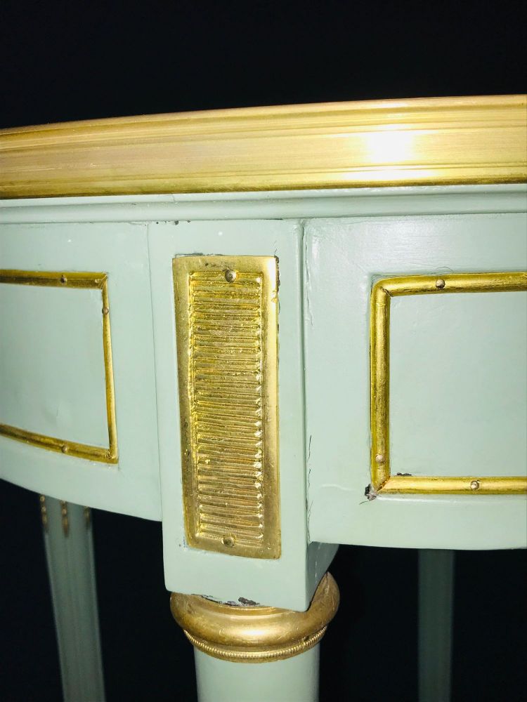 Pair of Paint Decorated Jansen Style Louis XVI End, Side or Bouilliotte Tables