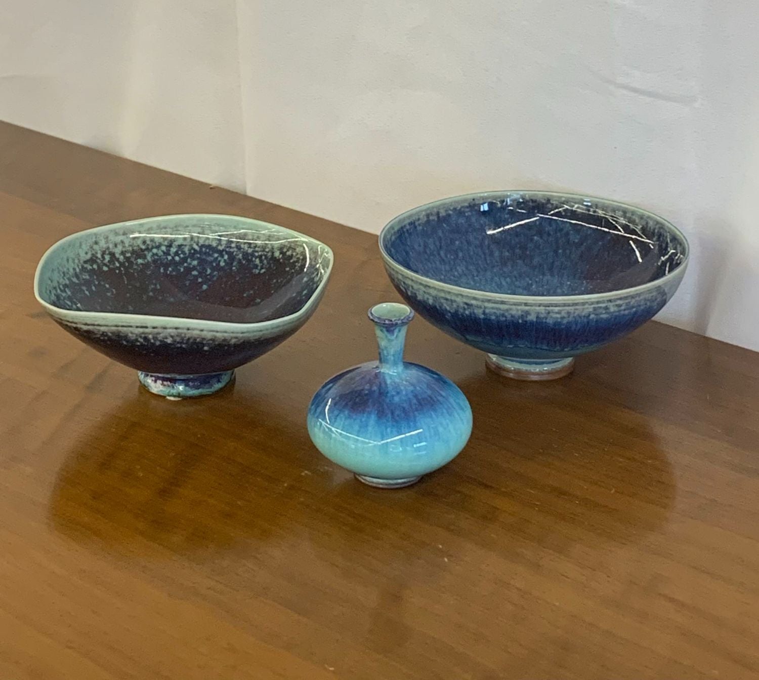 Swedish Mid Century Modern Studio Stoneware by Berndt Friberg, Vase, Bowl