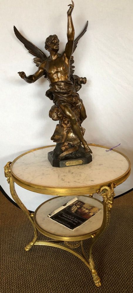 La Pensee by Emile Louis Picault Bears Foundry Mark 19th Century Bronze Statue