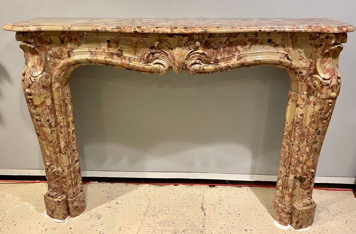 French Beige and Rouge Marble Fire Surround