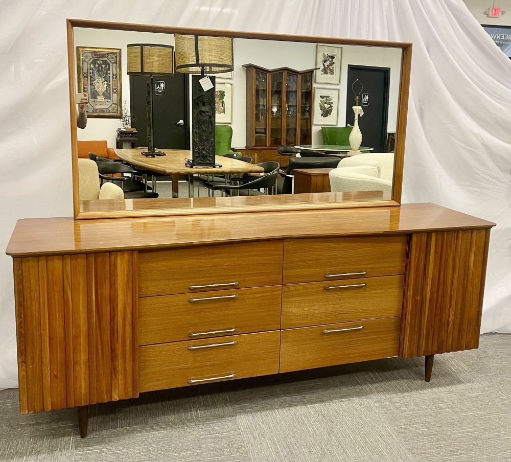 Mid-Century Modern Sideboard, Dresser, Attached Mirror, Bedroom Set,