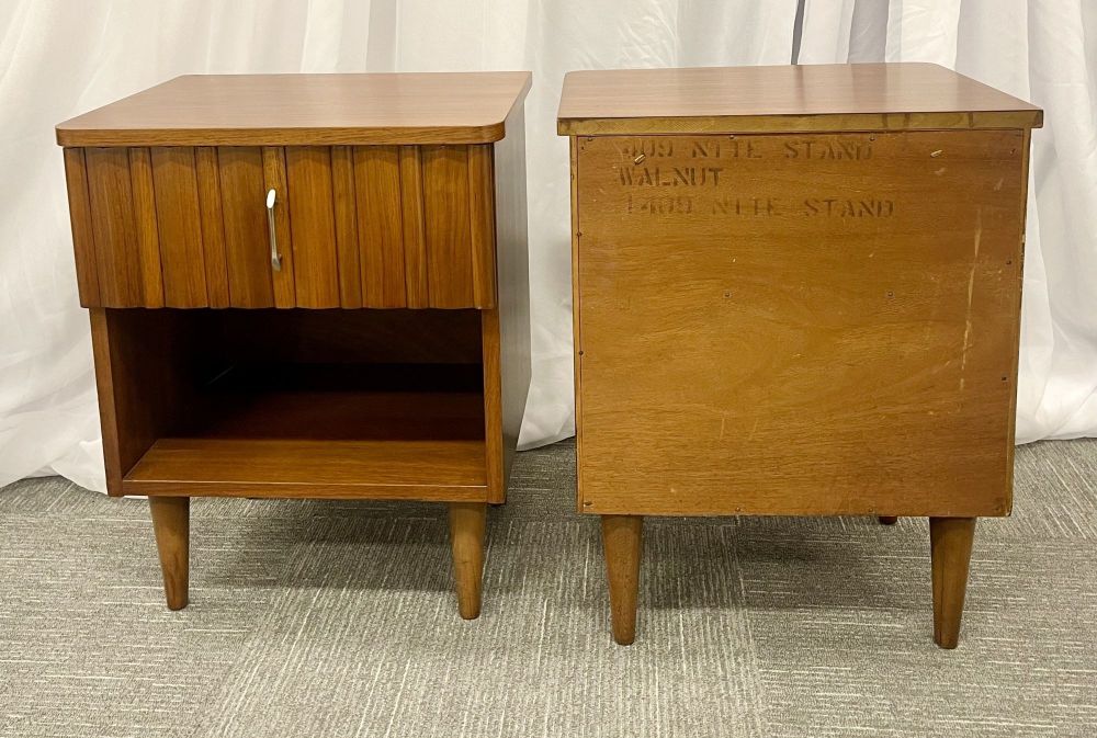 Pair Mid-Century Open Nightstands, Side/End Tables, American, Walnut,1960s