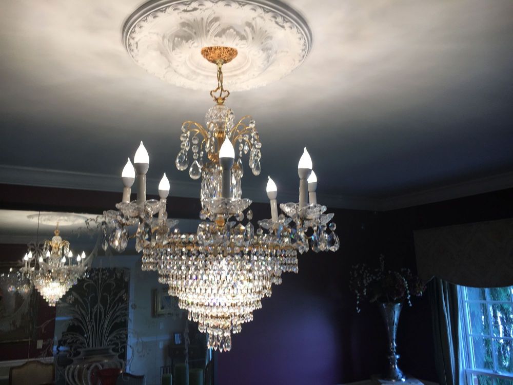 Neoclassical Style Possible Swarovski Twelve-Light Tiered Chandelier