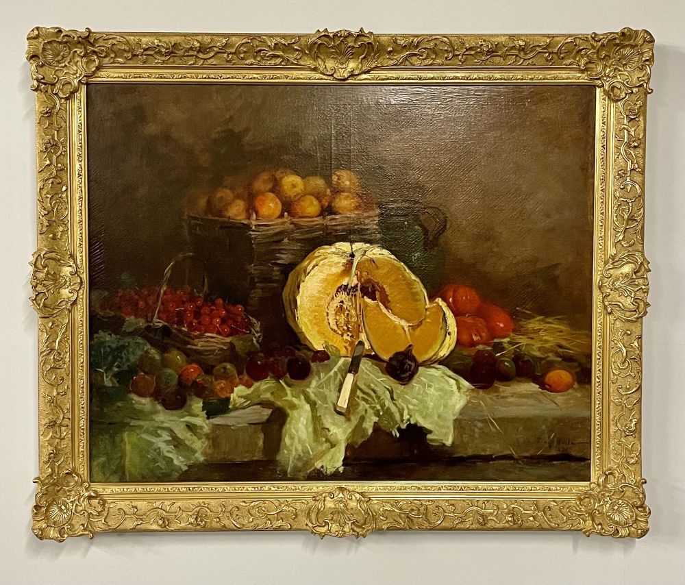 Pair of Oil on Canvas signed Tony Torta, Stilllife, Fruit, Italian