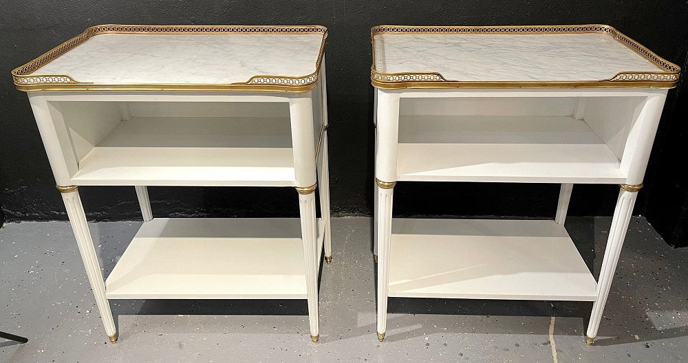 Pair of Swedish Neoclassical Open Nightstands or End Tables Manner Jansen