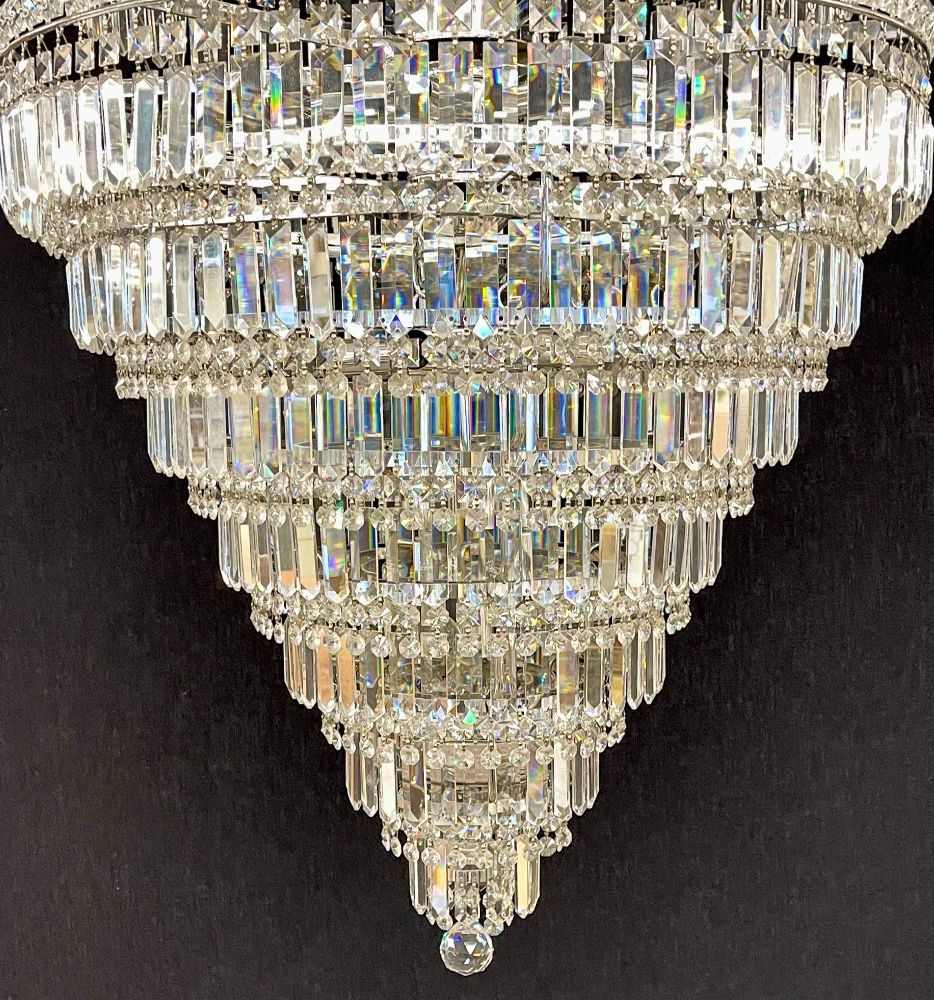 13 Tier Wedding Cake Chandelier. Crystal Prisms. 1970s