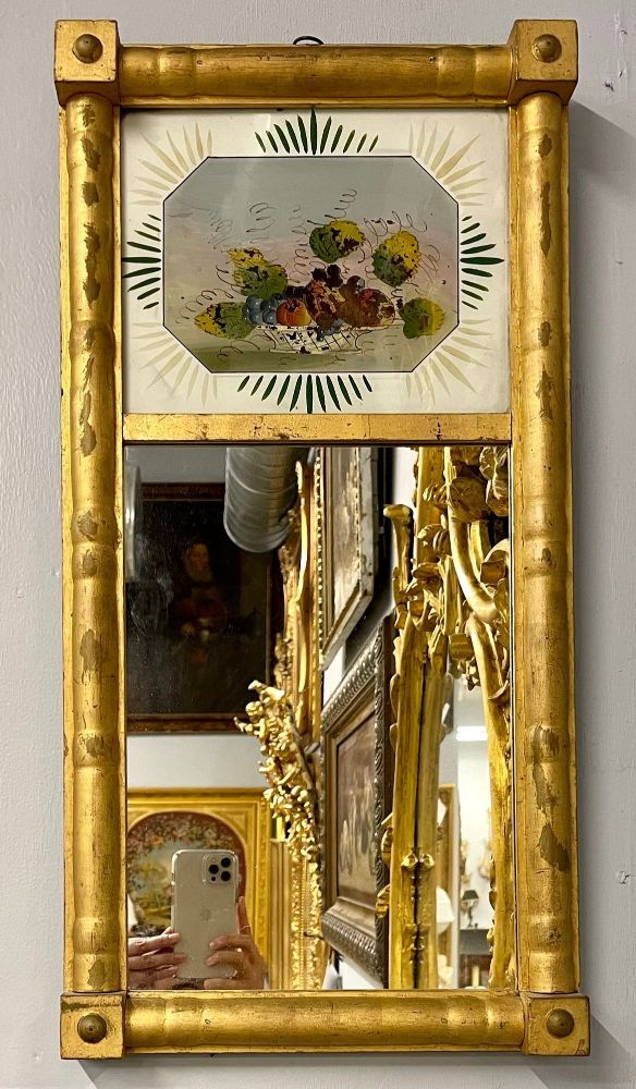 19th Century Federal Eglomise Decorated Wall or Table Mirror