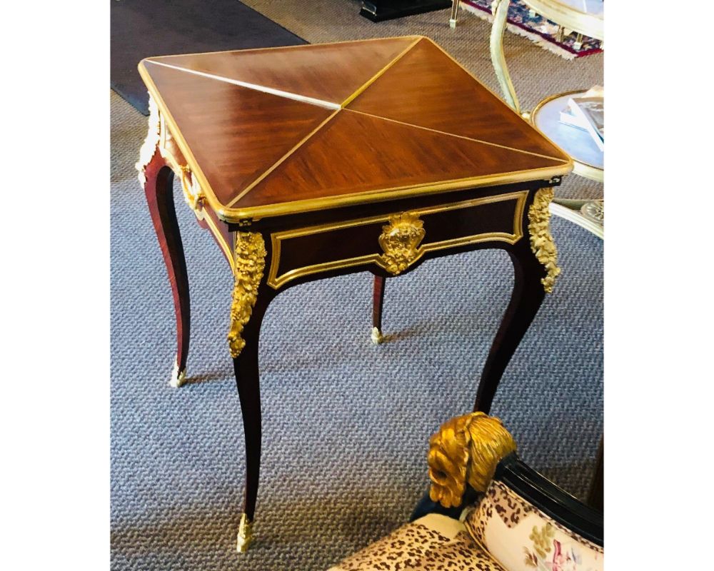 19th Century French Ormolu Folding Card Envelope Table, Signed P. Sormani