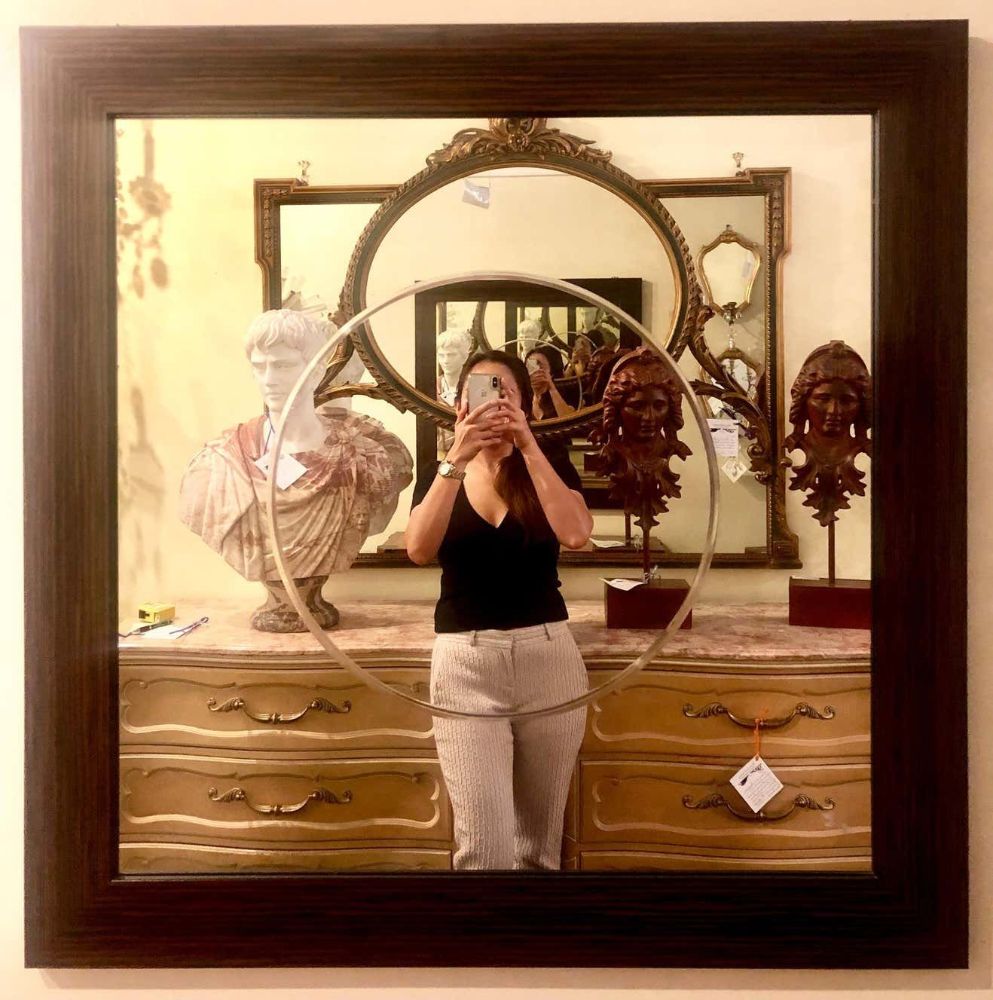 Pair of Square Maccasar Faux Art Deco Style Wall / Console Mirror