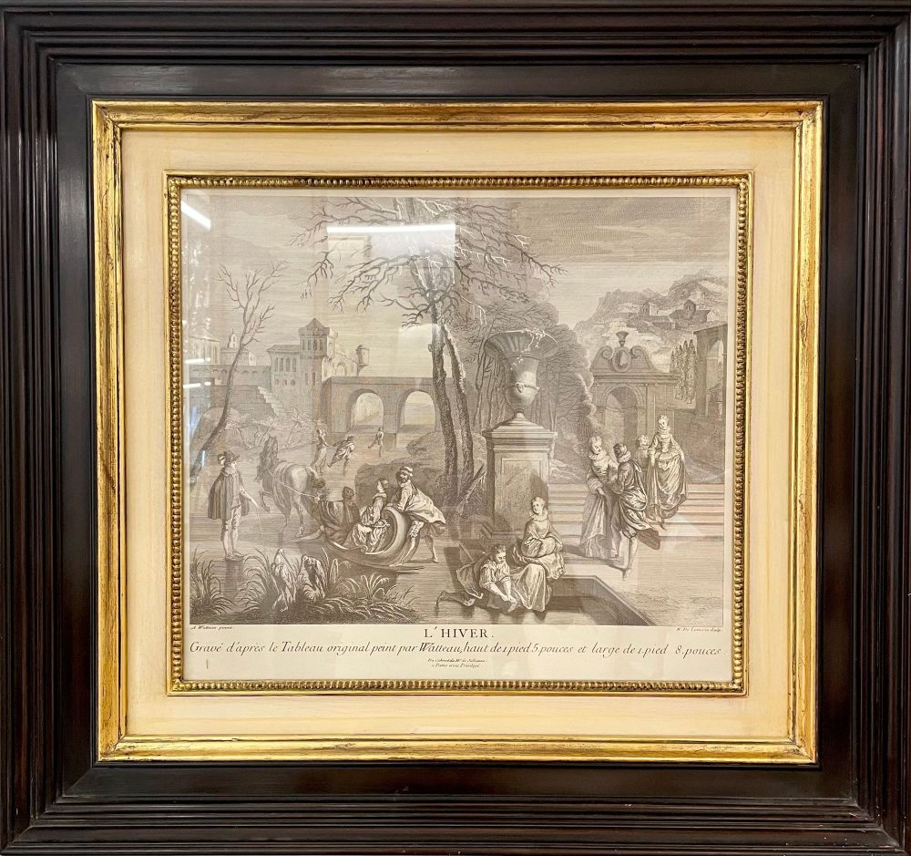 Pair of Prints Finely Framed L'Hiver et Printemps