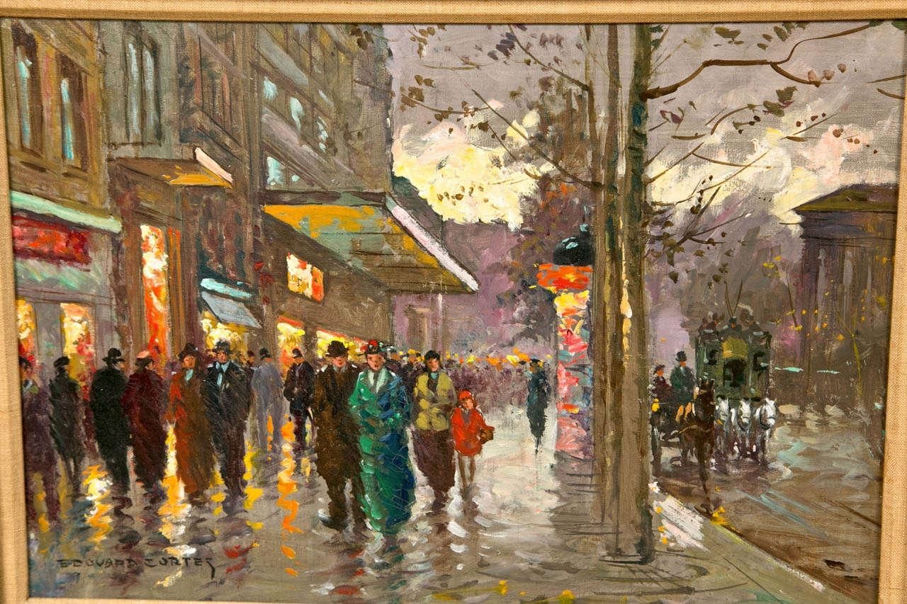 Edouard Cortes, Oil on Canvas, French Painting, Paris Street Scene, 20th C.