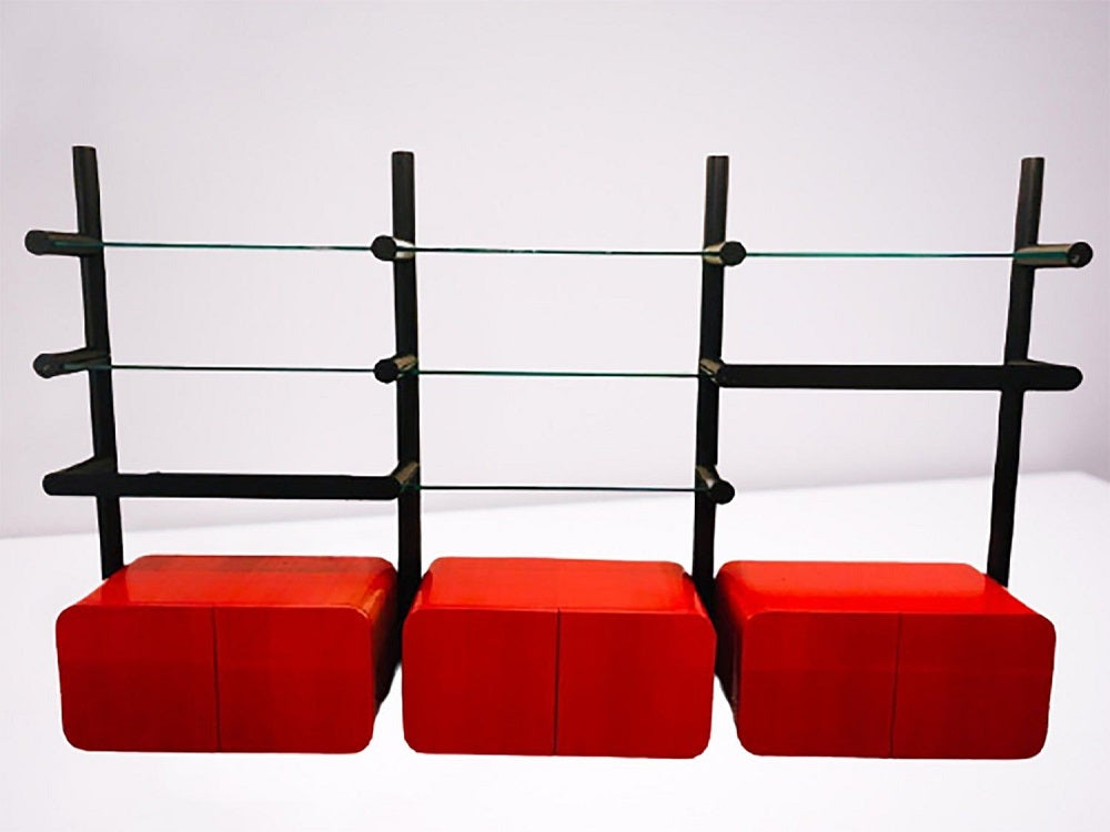 Pace Collection "Obra" Wall Unit Janet Schwietzer, Three Section Illuminated