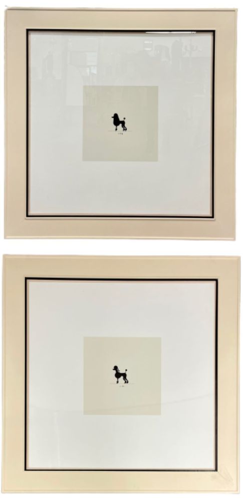 Two Large Poodles Silhouette in Custom Matted Frames