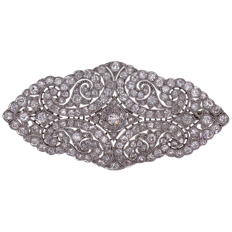 18K Gold Art Deco Vintage Diamond Cluster Brooch
