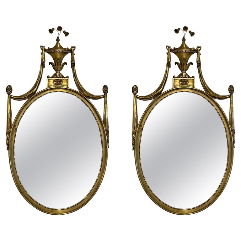 Pair of Adams Style Giltwood Wall Mirrors, Console or Commode Mirrors