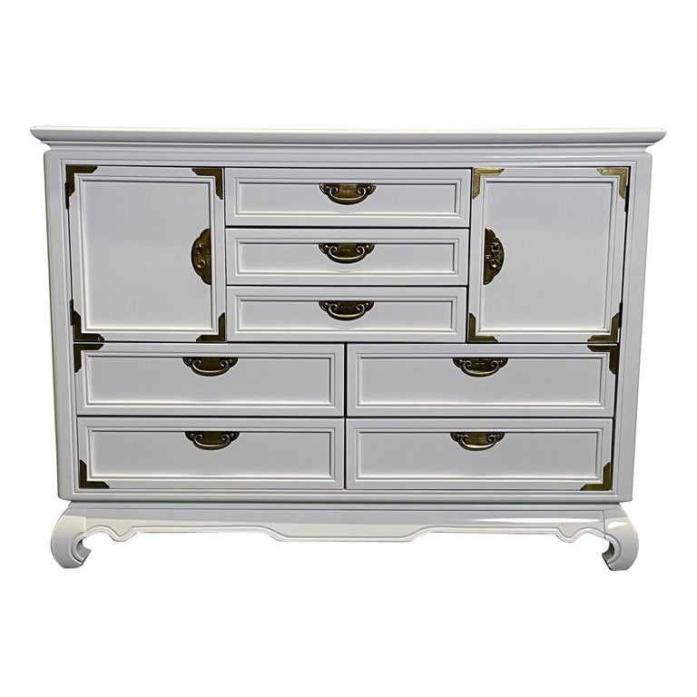A White Lacquered Campaign Style Chest, Cabinet or Mini Armiore