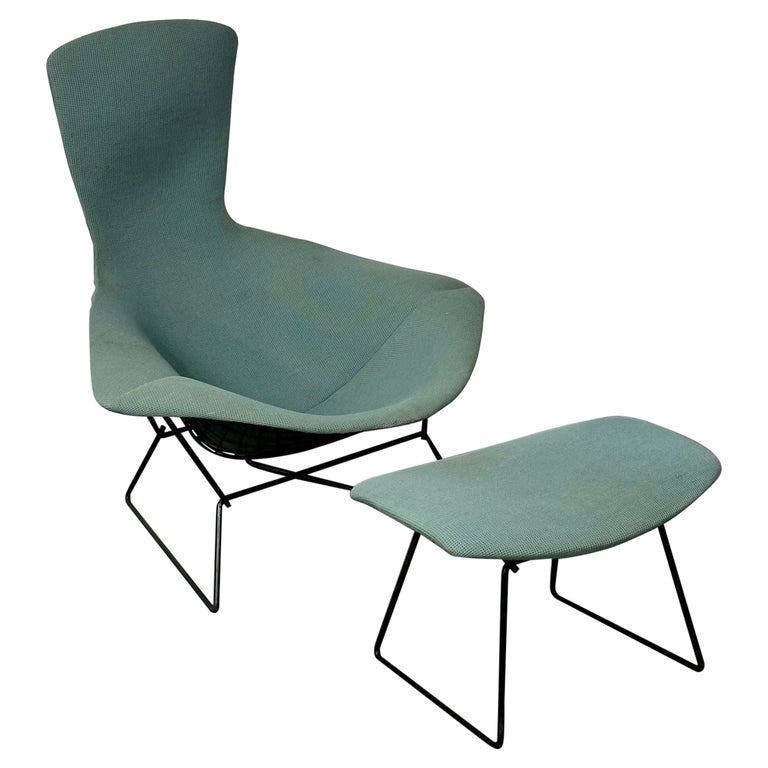 Vintage Harry Bertoia for Knoll Bird Lounge Chair with Ottoman, Labeled, 1960s