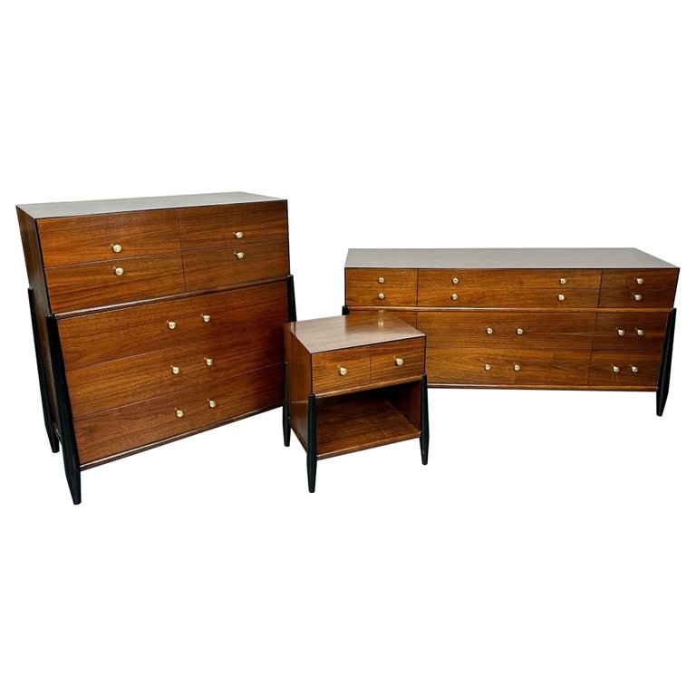 Mid Century Modern Bedroom Set, Dresser, Chest, Nightstand, W. Michigan Furn. Co