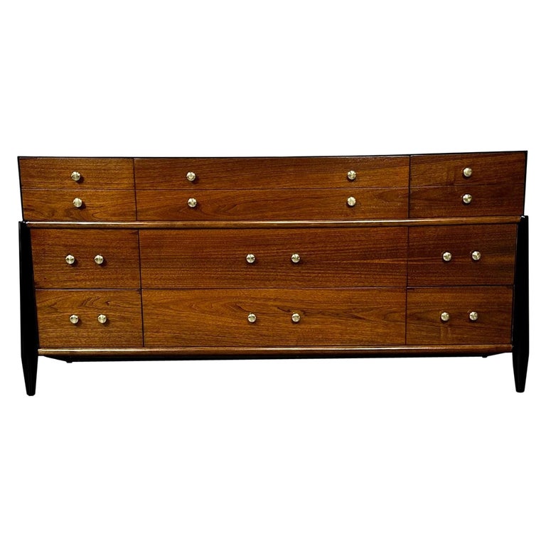 Mid Century Modern Dresser, West Michigan Furniture Co. Ebony, Walnut, Metz