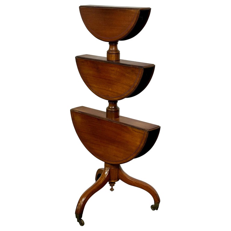 19th Century Mahogany Inlaid Three-Tier Dumbwaiter / Dessert Stand