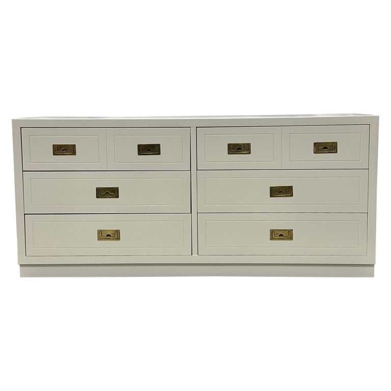 mid century modern white dresser Mid-Century Modern White Campaign Dresser / Chest of Drawers, America,