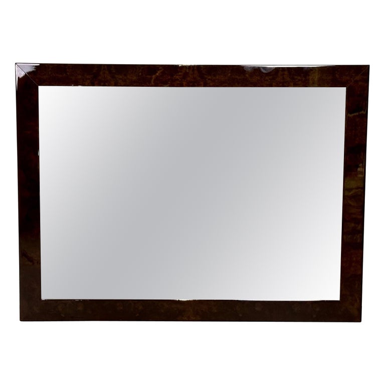 Modern Rectangular Lacquered Faux Tortoise Wall / Console Mirror, Made in Italy