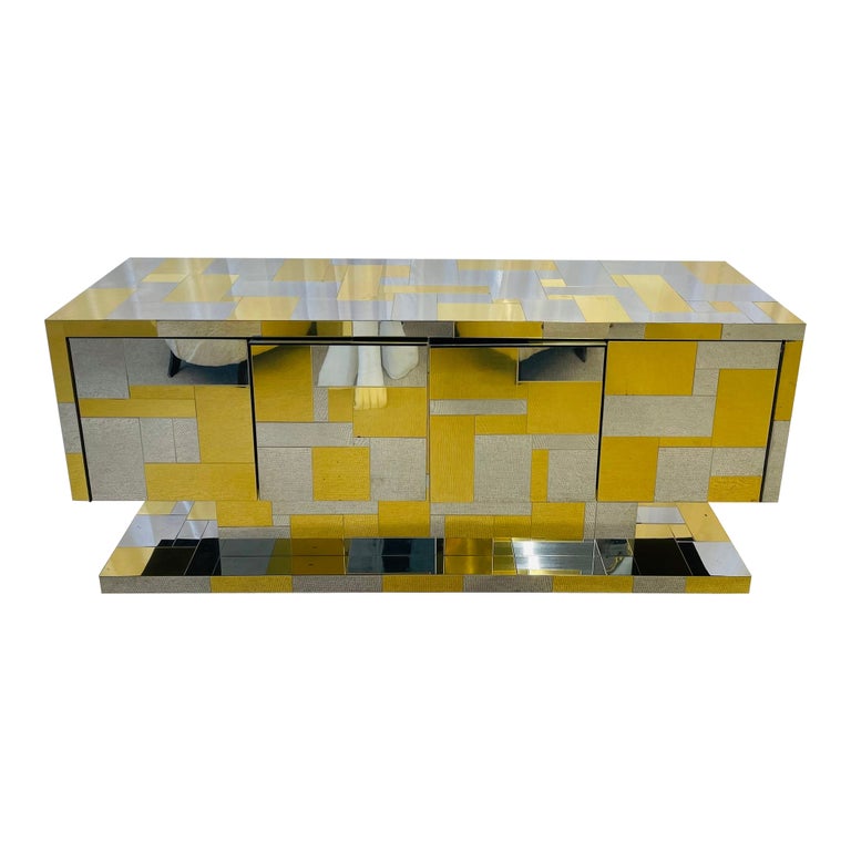Original Paul Evans Cabinet, Sideboard, Cityscape Brass and Chrome, Signed