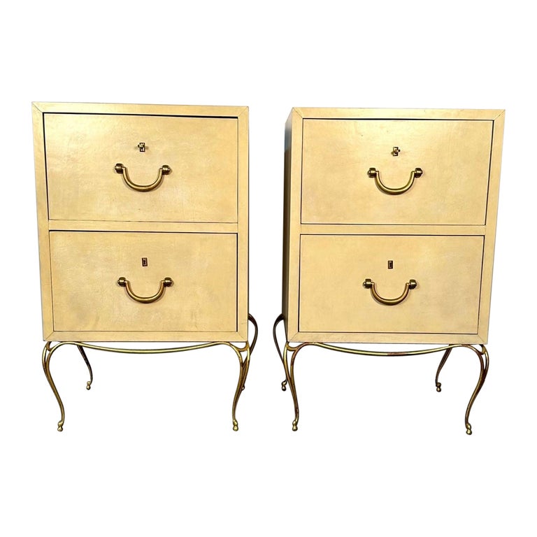 Pair Large Mid-Century French Parchment Commodes, Chests or Cabinets, 1950s