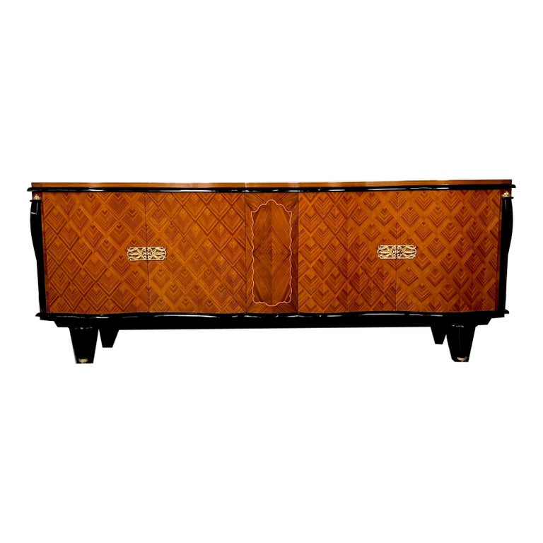 French Art Deco Marquetry Sideboard, Buffet, Rosewood, Walnut, Marquetry, Palatial