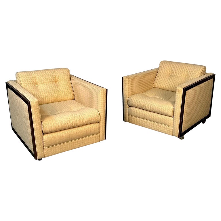 Pair Mid-Century Modern Lounge / Club Chairs, George Nelson Style, Box-Form