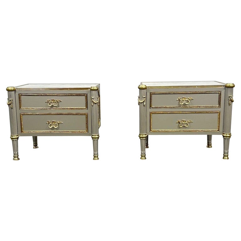 Hollywood Regency John Vessey Style Steel Nightstands, End Tables, Bronze, COM