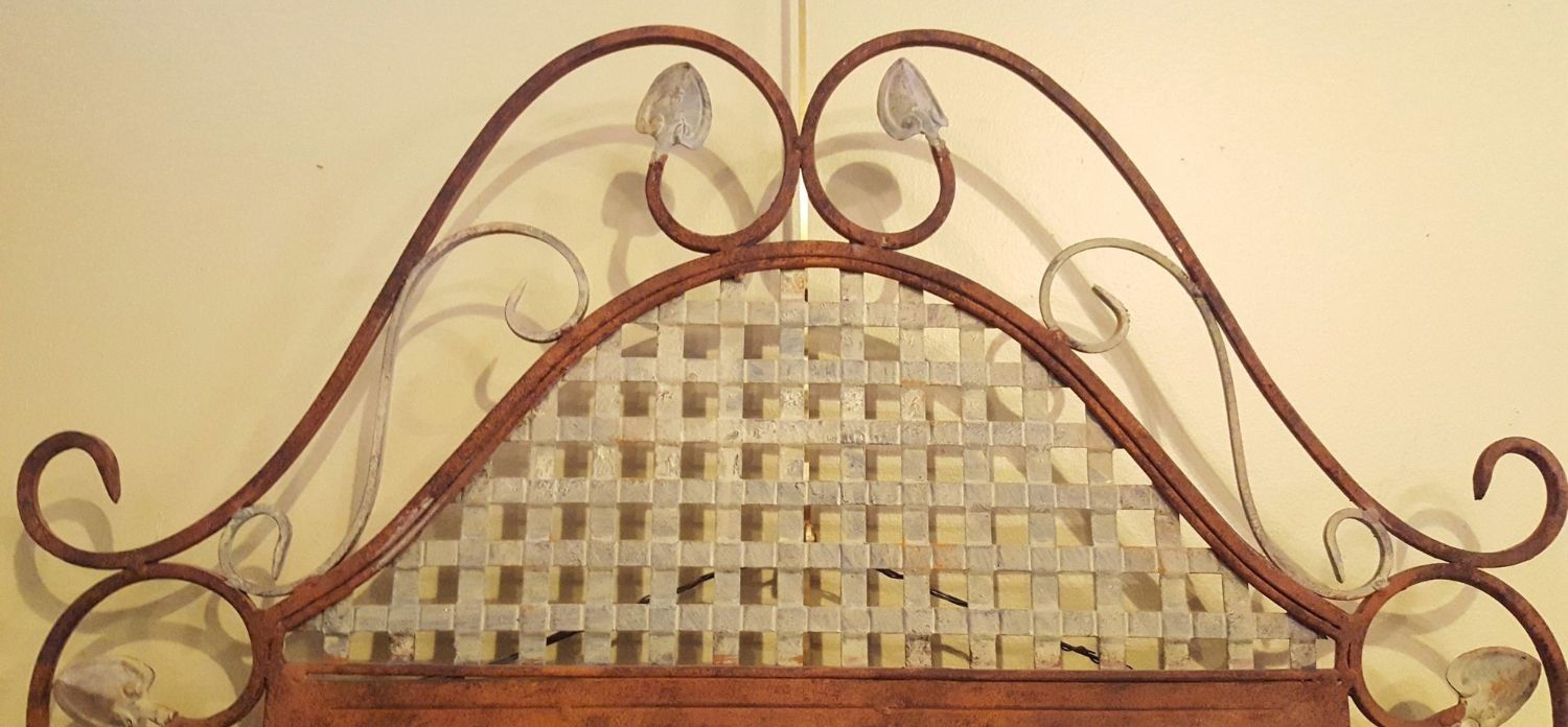 Rustic Metal Wall Mirror With Decorative Scroll Design