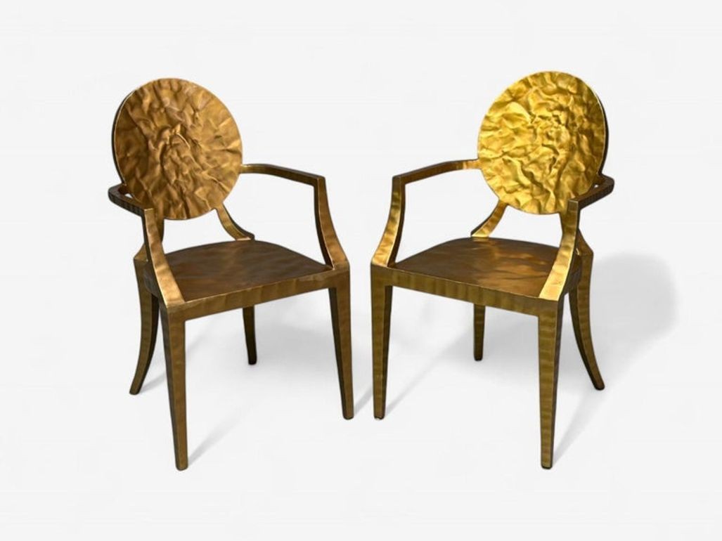 Made Goods, Hammered Gilt Iron, Six Daphne Dining Chairs, Philippines, 21st C.