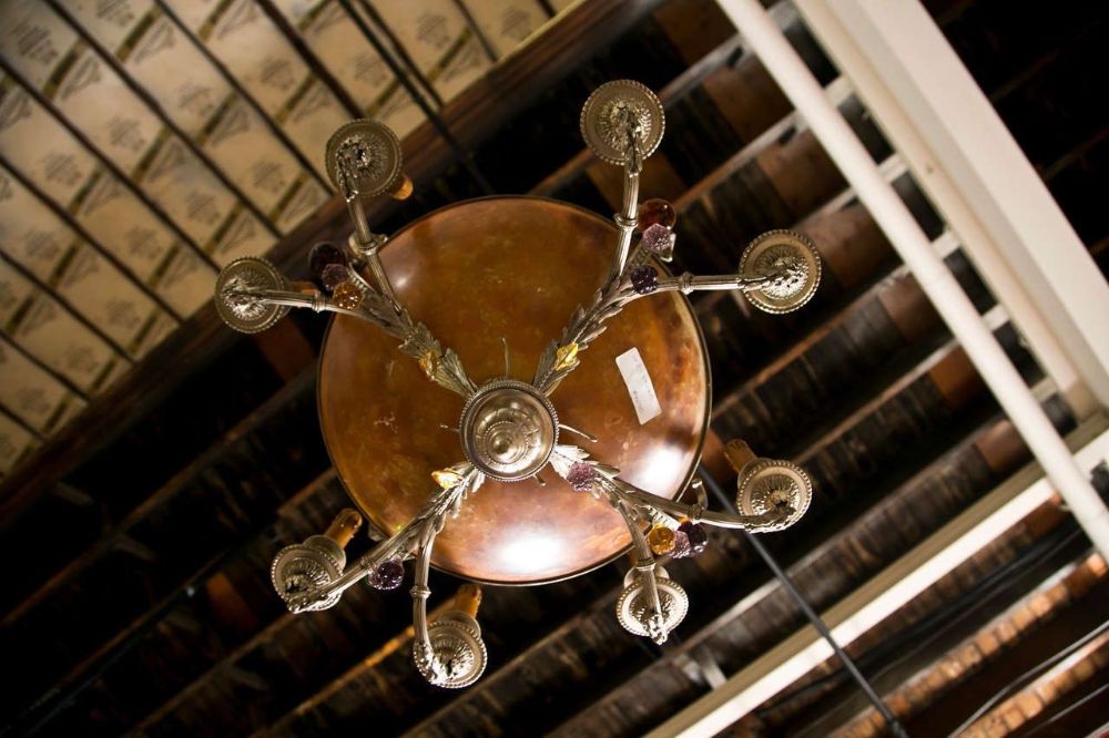 French Art Nouveau Style Eight-Light Chandelier Silver Argente Over Bronze