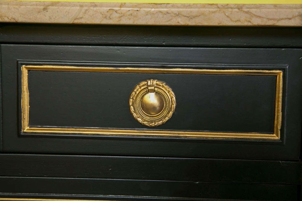 Ebonized Marble-Top Commode by Maison Jansen