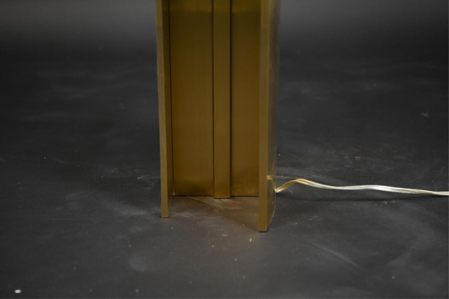 Lorin Marsh Design Table Lamp Patinated Brass and Faux Alabaster Linen Shade