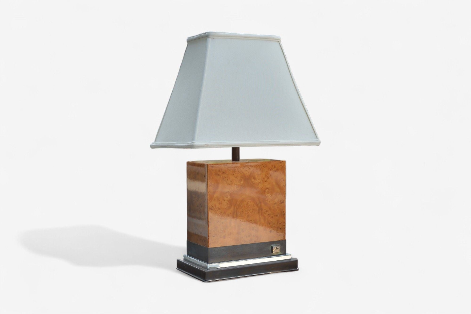 Jean Claude Mahey, Burl Wood, Chrome, Table Lamps, France, 1960s
