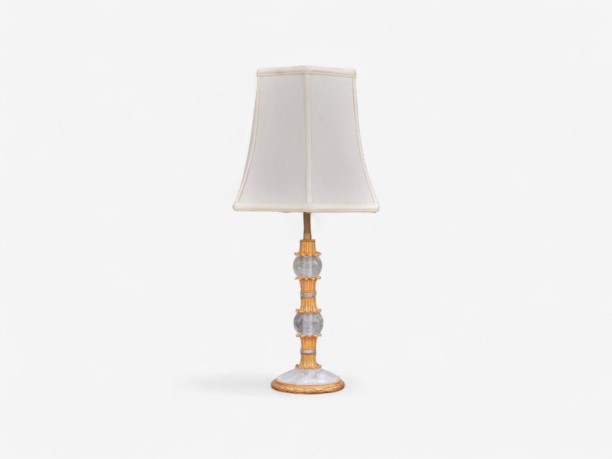 Hollywood Regency Style, Gilt Metal, Rock Crystal, Table Lamps, France, 1940s