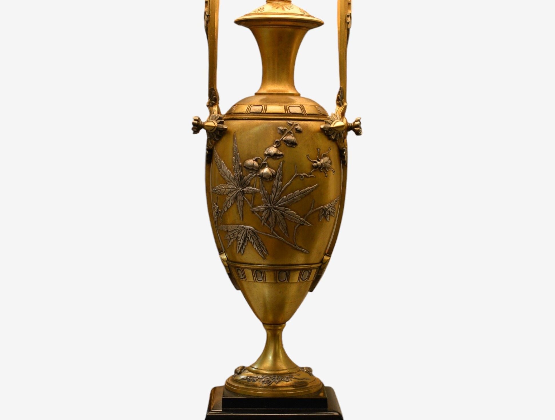 Art Nouveau Style, Bronze, Ebony, Linen, Table Lamps, France, 1920s