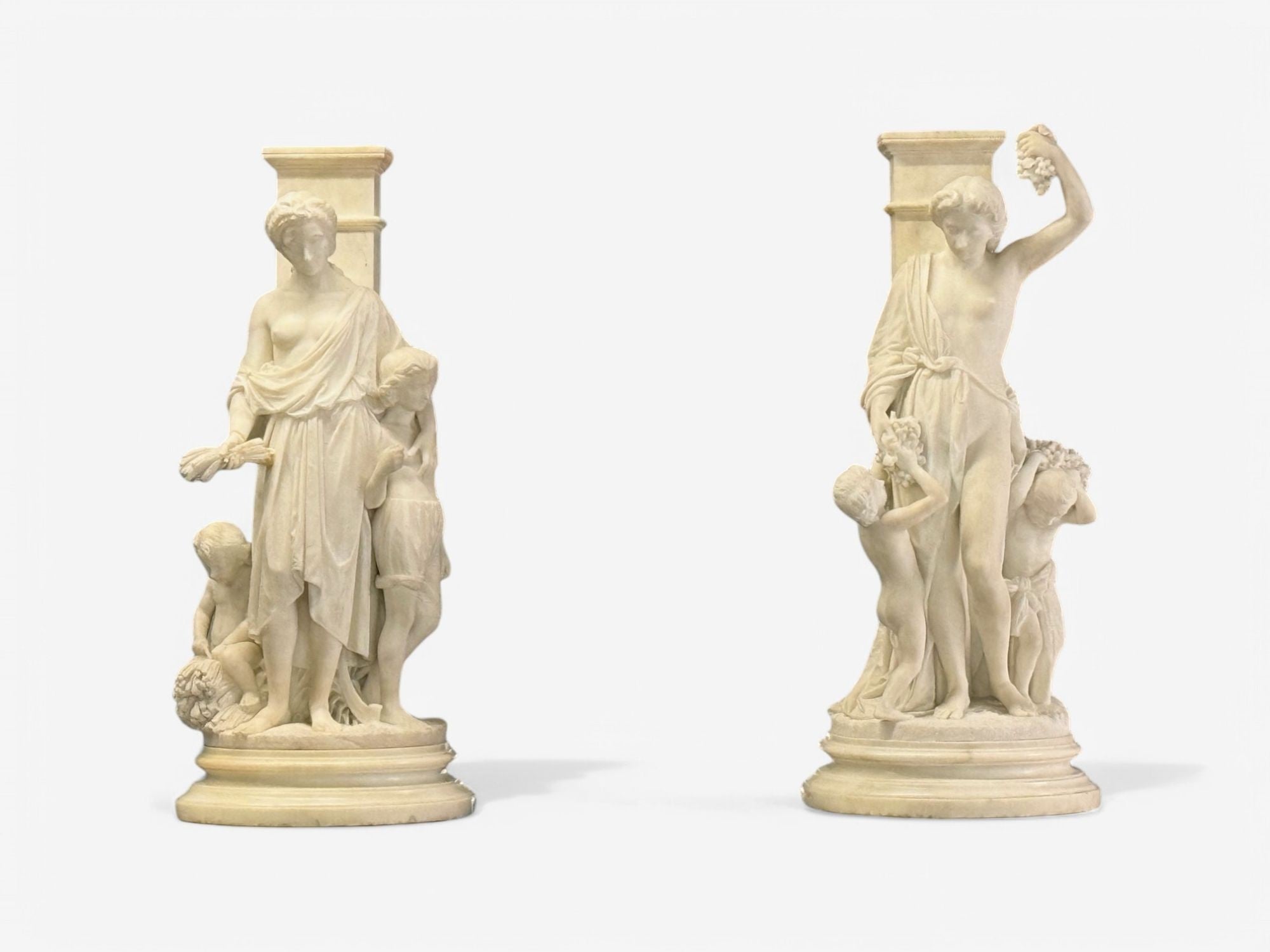 Neoclassical, Mother and Children, Marble Sculptures, Italy, 1920s