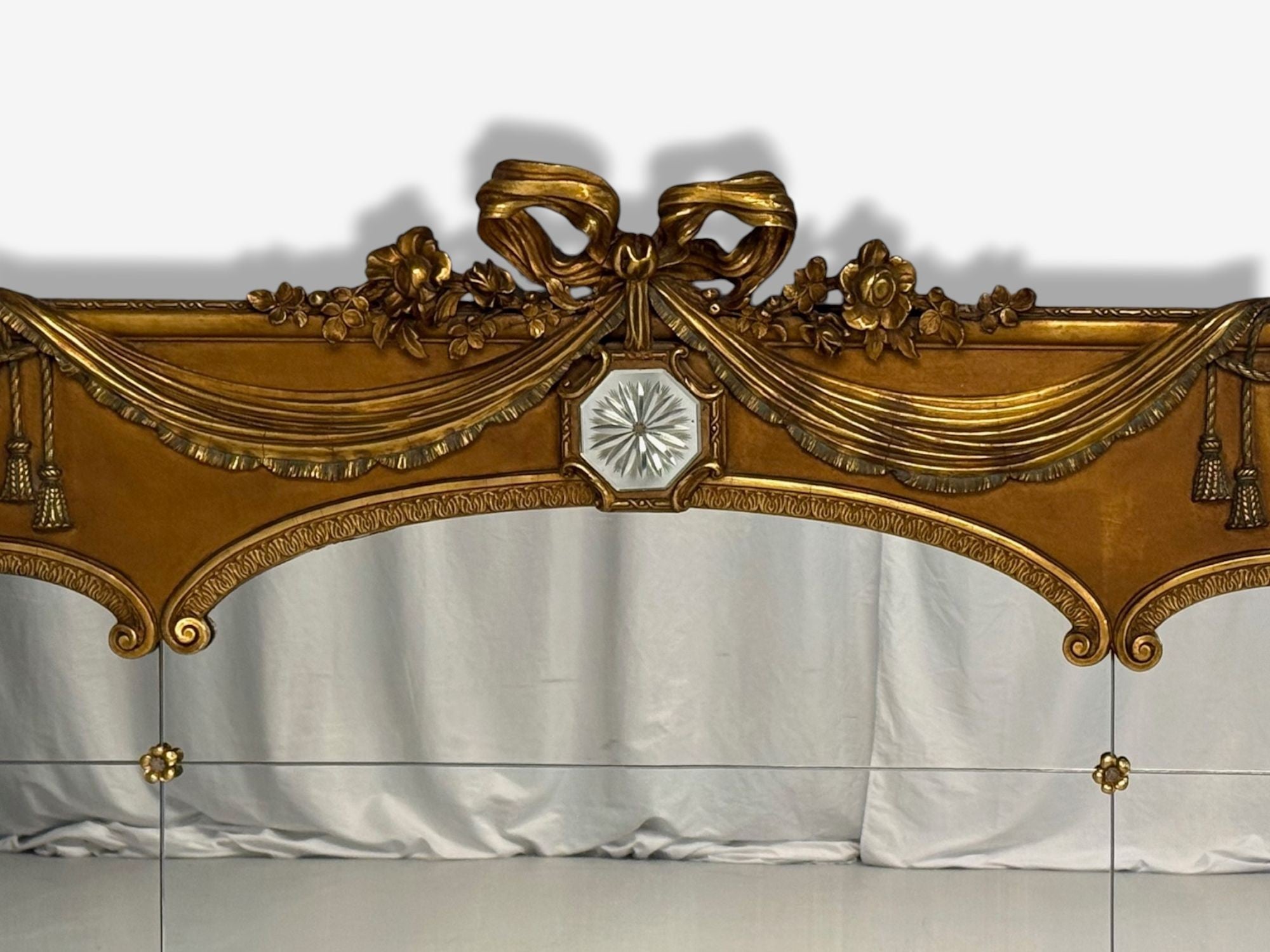 Adam Style, Giltwood, Drapery Motif, Over the Mantle Wall Mirror, Italy, 1920s