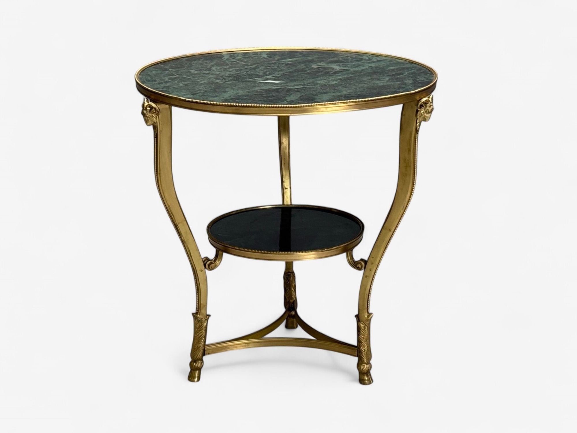 Louis XVI Style, Hollywood Regency, Bronze, Green Marble, Gueridons, 20th c.