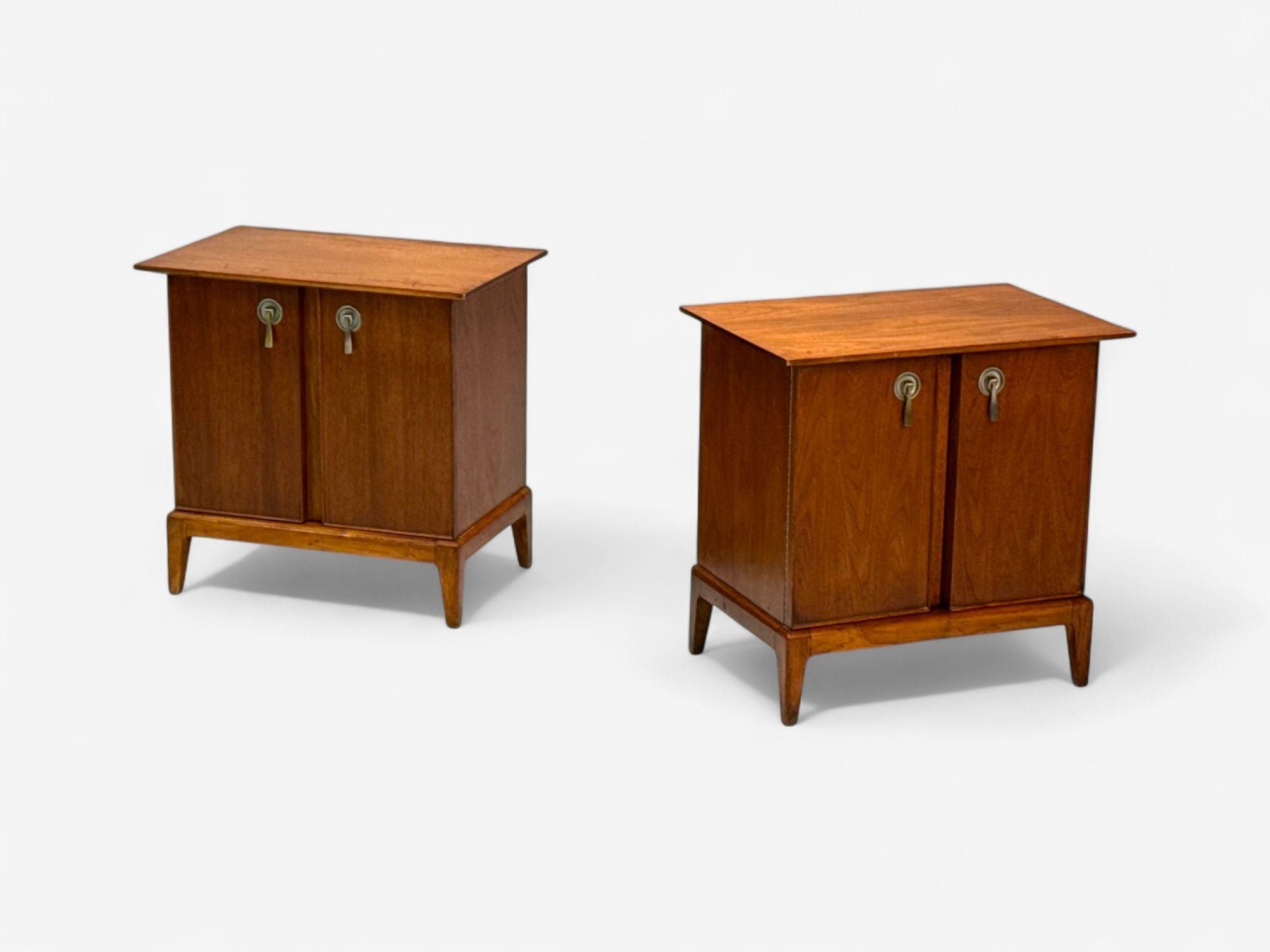 Maddox, Mid-Century Modern, Walnut, Stainless Steel, Nightstands, USA, 1960s