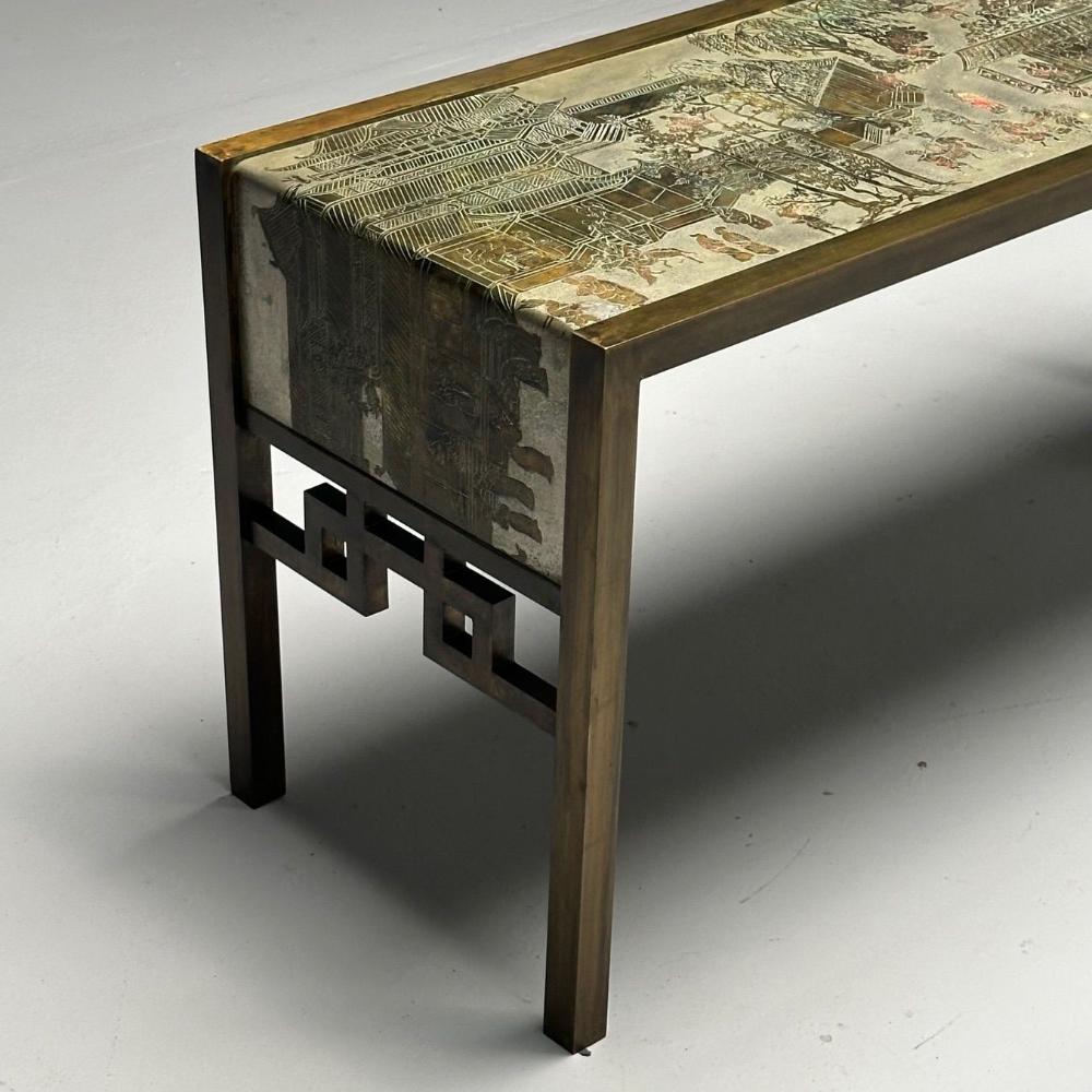 Philip & Kelvin LaVerne Mid-Century Modern Spring Festival Console Table, Bronze